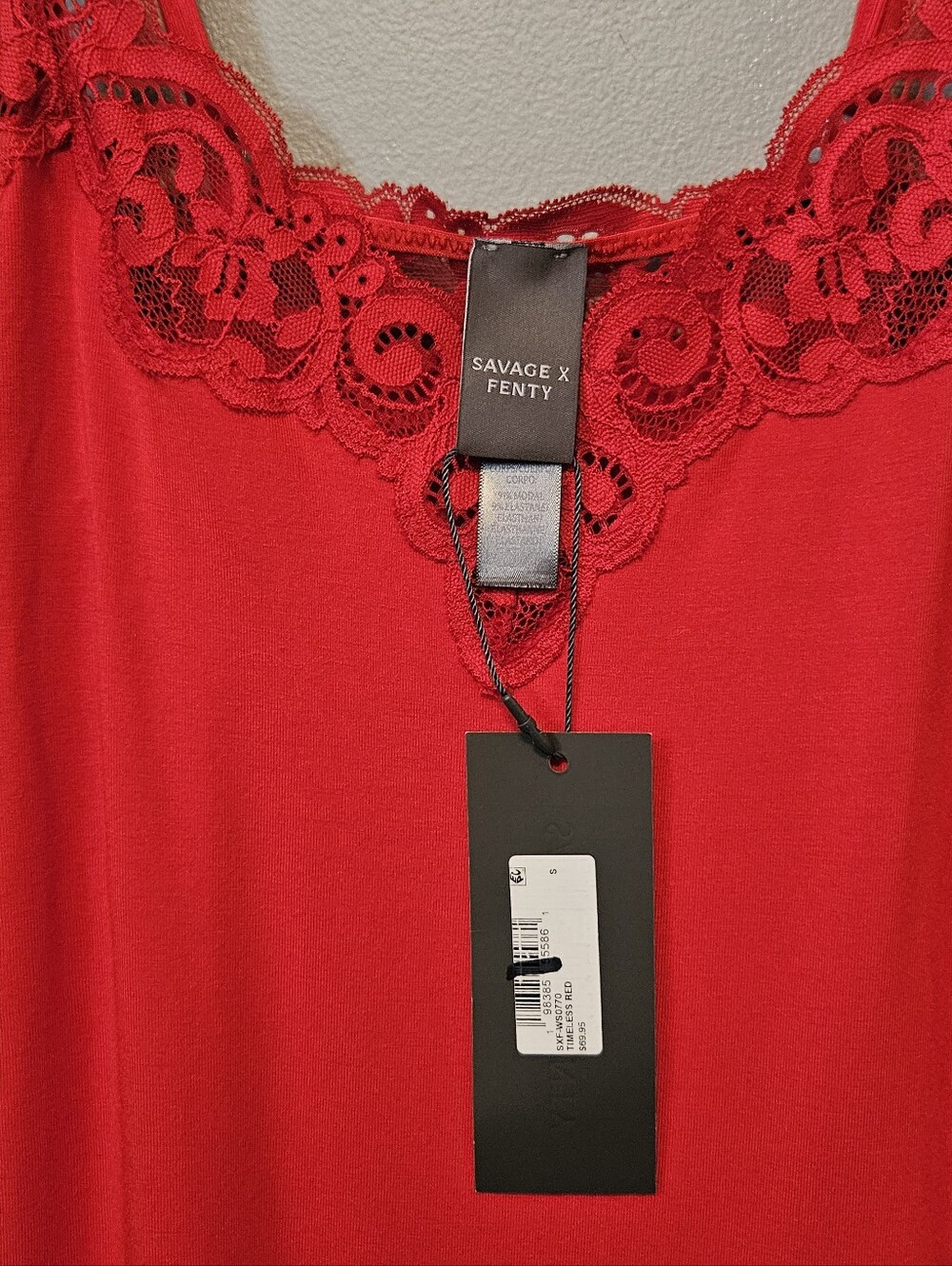 SAVAGE X FENTY Swirly Girl Sleep Chemise Red Nightgown Drsss New Small S NWT - Picture 2 of 4